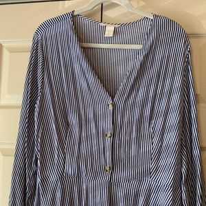 NWOT Navy and white striped H&M peplum blouse.